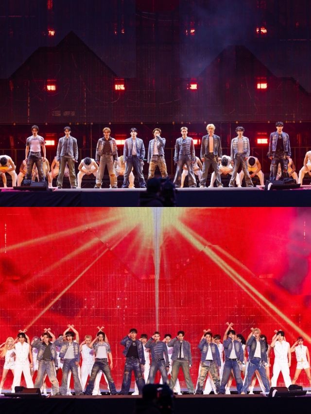 세븐틴이 인천아시아드 주경기장에서 열린 ‘SEVENTEEN WORLD TOUR [NEW_] ENCORE’에서 압도적인 퍼포먼스를 펼치고 있다. / 사진 : 플레디스엔터테인먼트