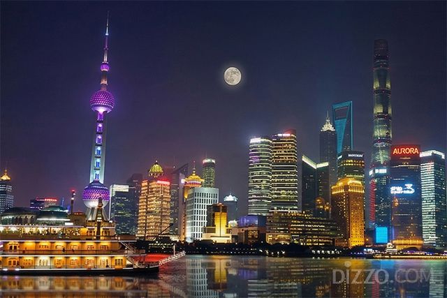 중국 상해 와이탄에서 조망한 푸둥 신구 야경(사진=하나투어)