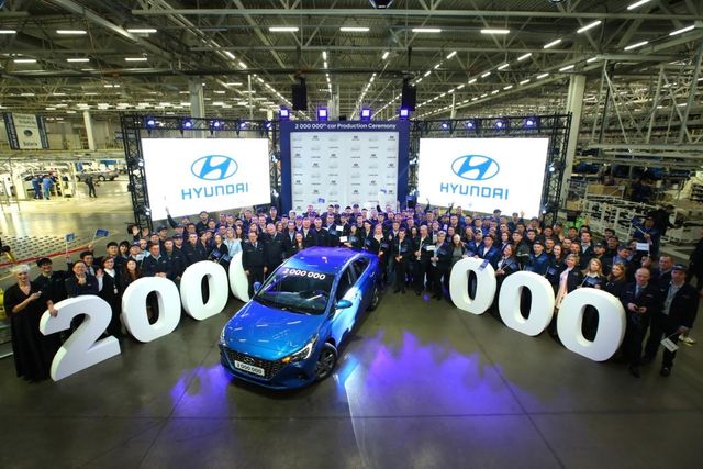 지난 2020년 현대차 러시아 상트페테르부르크 공장에서 열린 누적 생산 200만대 기념행사 모습. (사진=현대차) 열리고 있다.