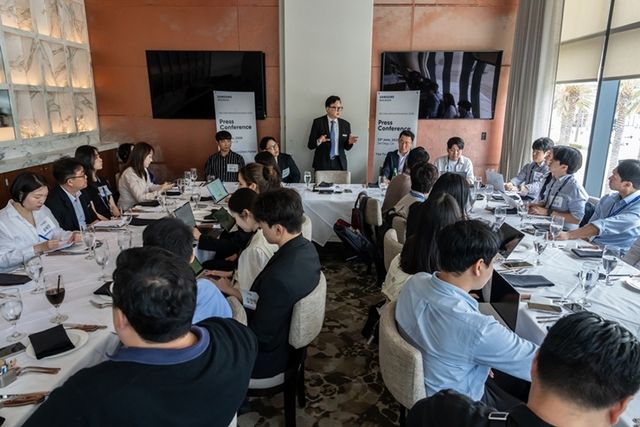 미국 샌디에이고에서 열린 2026 바이오 인터내셔널 컨벤션(BIO International Convention·바이오USA) 삼성바이오로직스 현장 기자간담회 모습.(사진=삼성바이오로직스)