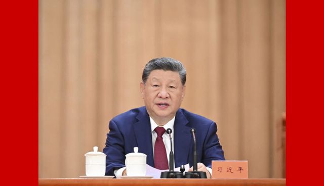 시진핑 중국 국가주석이 1일 오전 베이징 인민대회당에서 열린 중국공산당 창당 105주년 기념행사에서 연설하고 있다. (사진=중국 국무원)