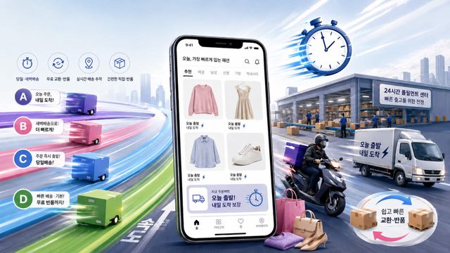 패션플랫폼의 빠른 배송 경쟁 관련 AI 생성 이미지. (사진=ChatGPT 생성 이미지)
