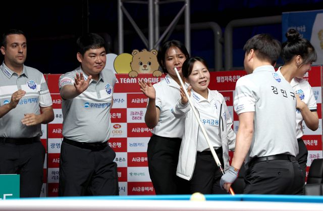 승리 후 기뻐하는 우리금융캐피탈. 사진=PBA