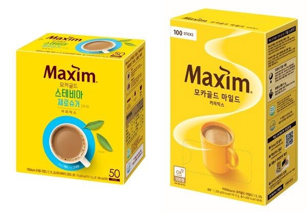 맥심 모카골드 제로슈거(왼쪽), 맥심 모카골드 마일드. (사진=동서식품).