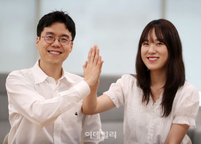 강민승 티냅스 대표와 이나영 금융AI2센터 대리가 지난 14일 이데일리와 인터뷰를 진행했다.(사진=이데일리 김태형 기자)