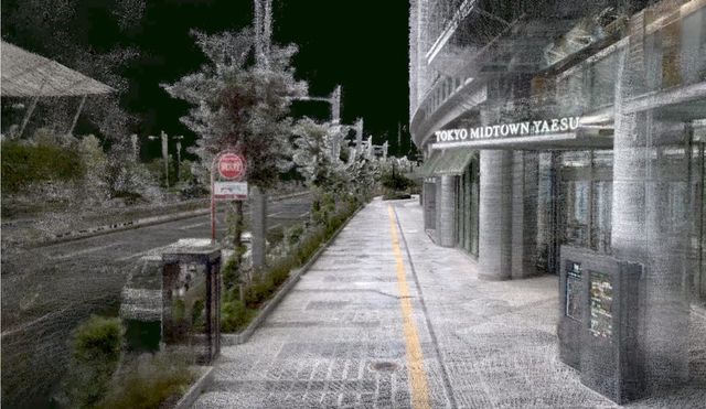 디지털트윈으로 재현한 도쿄 미드타운 야에스 빌딩 입구 이미지. 배송 로봇의 위치 인식 및 자율주행을 위한 디지털 지도로 활용된다. (이미지=네이버)