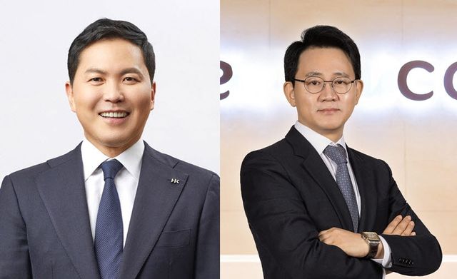 윤상현 콜마홀딩스 대표이사 부회장(왼쪽)과 방준혁 코웨이 의장. (사진=각사)