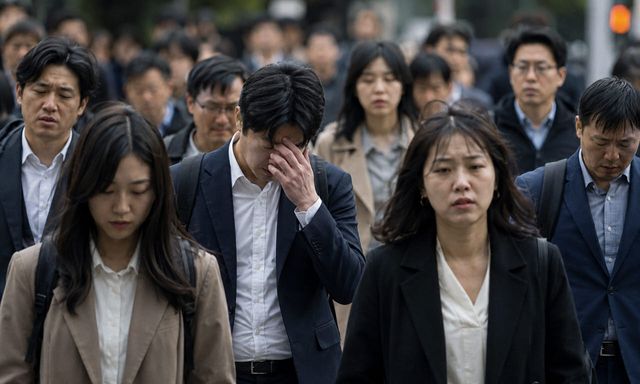 퇴근길 몹시 피곤해보이는 직장인들 (사진=인공지능 AI를 활용해 제작한 이미지)