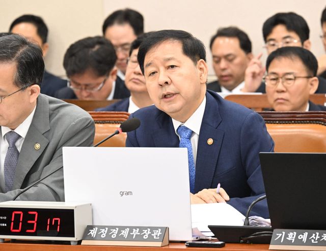 구윤철 부총리 겸 재정경제부 장관이 29일 국회 재정경제기획위원회 전체회의에서 발언하고 있다.(사진=재경부)