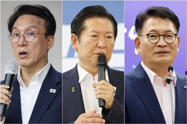 김민석·정청래·송영길 더불어민주당 당 대표 후보(사진=연합뉴스)