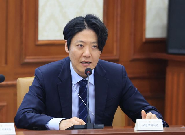 김우창 청와대 국가AI정책비서관이 24일 서울 종로구 정부서울청사에서 열린 글로벌 AI 허브 유치위원회 회의에서 발언을 하고 있다. (사진=뉴스1)