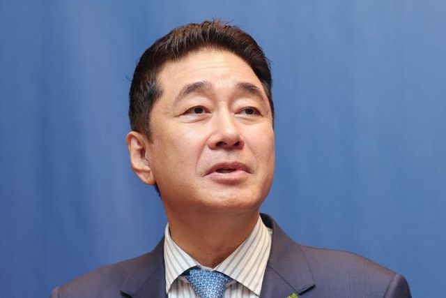 취임 소감 밝히는 이호진 한국배구연맹 신임 총재. 사진=연합뉴스