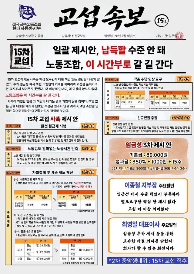 현대차 노사 협상 결렬…노조 