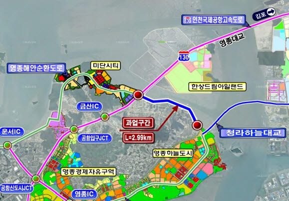 영종도 미단시티 진입도로 위치도. (자료 = 인천시 제공)