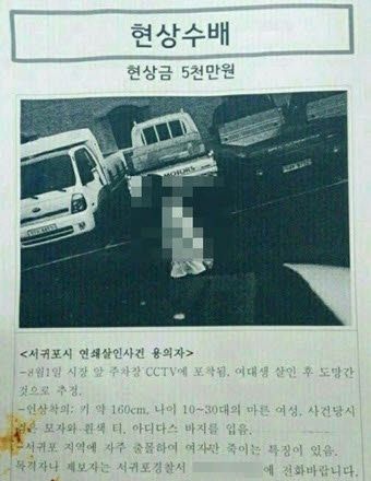 2016년 8월 서귀포시 지역을 중심으로 배포된 '여대생 살인 사건' 용의자 수배 전단지. 경찰 조사 결과 해당 전단은 허위 사실인 것으로 밝혀졌다.(사진=제주지방경찰청 제공, 뉴스1)