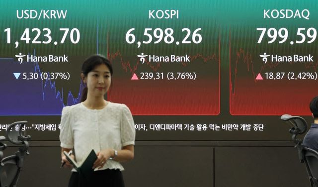 5일 서울 중구 하나은행 본점 딜링룸 전광판에 코스피, 코스닥지수가 표시돼 있다. (사진=연합뉴스)