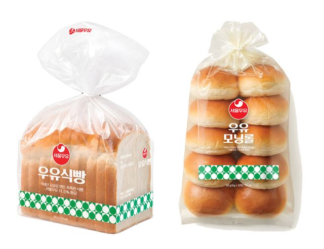 서울우유의 ‘서울우유 우유식빵(410g)’과 ‘서울우유 우유모닝롤(240g)’ 신제품