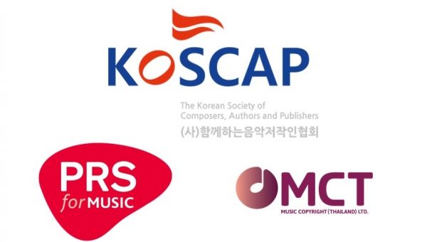 사단법인 함께하는음악저작인협회는 영국 음악저작권협회 및&nbsp;태국 음악저작권협회와 양국 내 함저협 회원의 저작권 보호를 위한 관리 계약을 체결했다. 사진은 시계방향으로 (사)함께하는음악저작인협회, PRS 로고, MCT 로고. [사진=함저협]