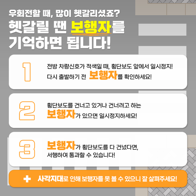 도로교통공단 카드 뉴스가 알려주는 3가지 우회전 대원칙. [사진=도로교통공단]