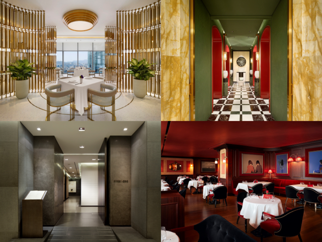 조선호텔앤리조트가 운영하는 호텔 레스토랑 이타닉 가든, 더 그레이트 홍연, 스시조, 라망 시크레 등 4곳이 지난달 21일 주한 프랑스 대사관저에서 열린 ‘라 리스트 2025 한국 시상식’에서 2025년 월드 톱 1000에 선정됐다. (왼쪽 위부터 시계방향) 조선 팰리스 ‘이타닉 가든’, 조선 팰리스 ‘더 그레이트 홍연’, 레스케이프 ‘라망 시크레’, 웨스틴 조선 ‘서울 스시조’. [사진=조선호텔앤리조트]