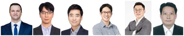 왼쪽부터 케빈 샤프 부사장, 유성철 상무, 이태희 상무, 송인섭 상무, 황인찬 상무, 송영석 상무. [사진=삼성바이오로직스]