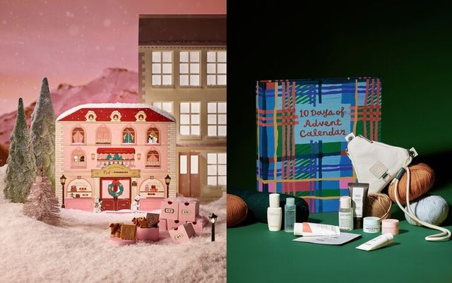 스타벅스 ‘삐아프+스타벅스 어드벤트 캘린더’(왼쪽), 아모레퍼시픽 어드벤트 캘린더. [사진=각 사]