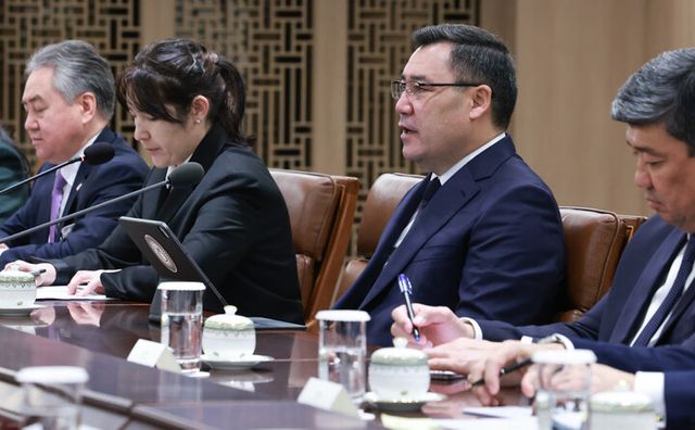 사디르 자파로프 키르기즈공화국 대통령이 3일 서울 용산 대통령실에서 열린 한·키르기즈 정상회담에서 발언하고 있다. [사진=연합뉴스]