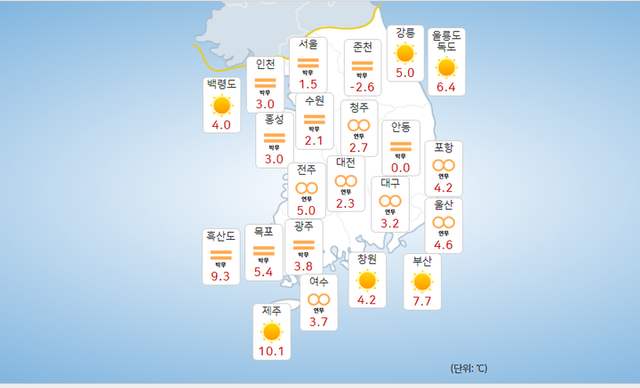 12일 10시 기준 전국 날씨. [사진=기상청]