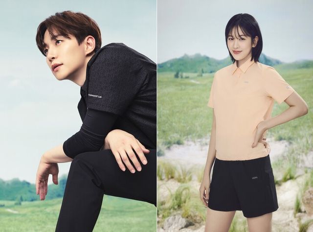 네파 아이스테크쉘 24SS 이준호 화보(왼쪽)와 안유진 화보 이미지. [사진=네파]