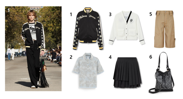 프레피 앤 스포티 스타일링 아이템. ①스텔라 맥카트니 ②배리 ③필립플레인 골프 ④제이린드버그 ⑤스텔라 맥카트니 ⑥모이나. [사진=각 사]