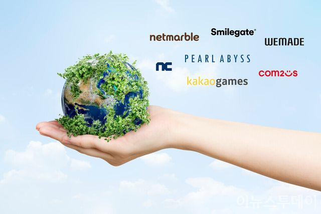 국내 게임 기업들이 글로벌 확장을 준비하면서 ESG에도 관심을 기울이고 있다. [사진=프리픽·각사, 그래픽=이승준 기자]