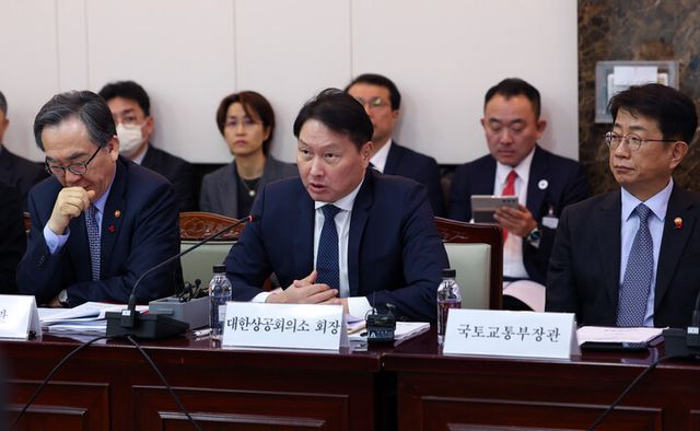 2025 아시아태평양경제협력체(APEC) CEO 서밋 의장인 최태원 대한상의 회장이 22일 정부서울청사에서 열린 2025년 APEC 정상회의 준비위원회의에서 발언하고 있다. 2025.1.22 [대통령실통신사진기