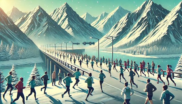 전통적으로 겨울은 스포츠웨어 비수기로 통한다. 그러나 얼어 죽어도 뛰는, 이른바 ‘얼죽런’ 열풍에 때아닌 훈풍을 맞이하고 있다. 러닝 인구가 늘면서 러닝은 계절과 상관없이 즐기는 스포츠로 자리매김하고 있는 것으로 보인다. [사진=코파일럿 AI]