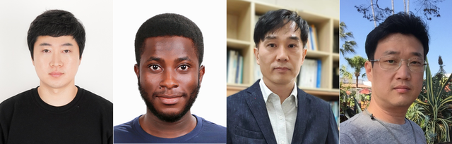 (왼쪽부터) DGIST 이재백 박사, 바쉬로 카디리 잉글리쉬 박사과정생, 김대환·양기정 책임연구원. [사진=DGIST]