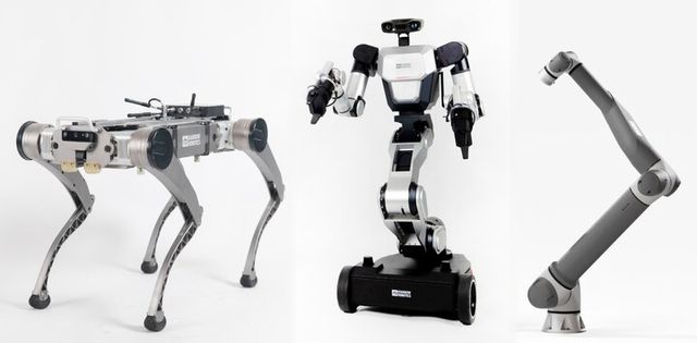 레인보우로보틱스가 기존에 개발한 4족로봇, 이동형 양팔로봇, 협동로봇. [사진=삼성중공업]