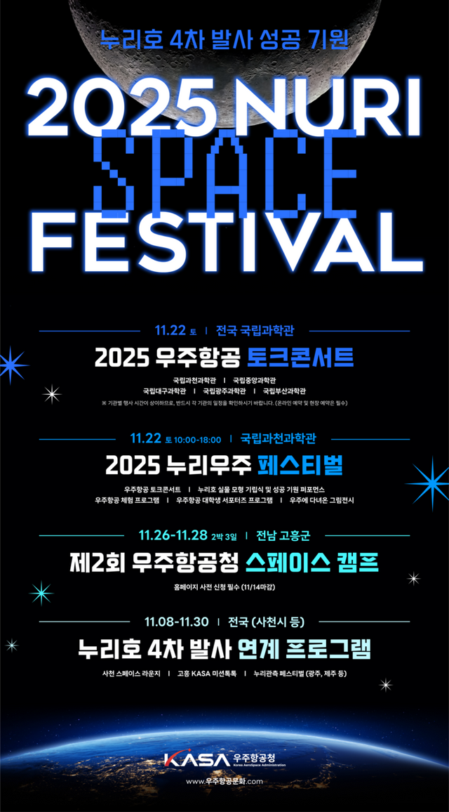 우주청이&nbsp;22일부터 지자체, 과학관, 천문대와 연계한 ‘우주항공 토크콘서트’&nbsp;등 다양한 프로그램을 전국 각지에서 개최한다. [자료=우주항공청]