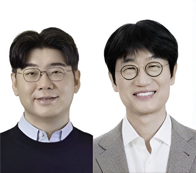 송치형 두나무 회장(왼쪽)과 이해진 네이버 의장.&nbsp;[사진=두나무·네이버]