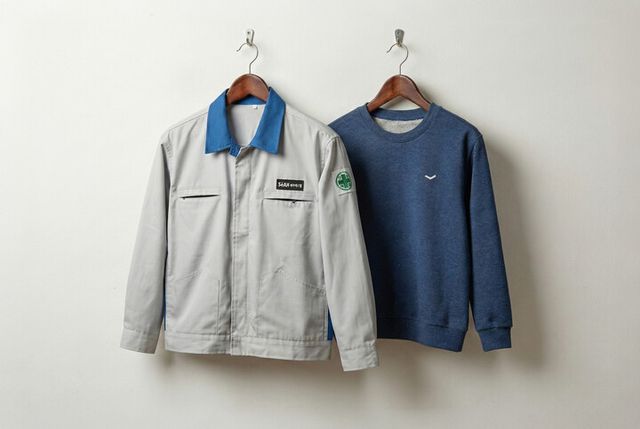 폐근무복 업사이클링 캠페인에 참여한 세아베스틸의 근무복과 업사이클링으로 탄생한 아동용 맨투맨. [사진=세아그룹]