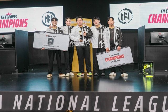 ‘더 파이널스’ 내셔널 리그 서킷3에 ‘FN 이스포츠’팀이 최종 우승했다. [사진=넥슨]&nbsp;
