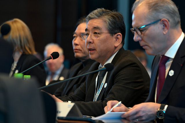 '수소위원회&nbsp;CEO&nbsp;Summit'에서&nbsp;장재훈&nbsp;현대차그룹&nbsp;부회장이&nbsp;발언하고&nbsp;있는&nbsp;모습. [사진=현대차그룹]