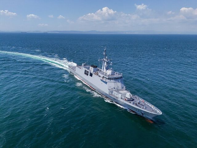 HD현대중공업이 올해 10월 필리핀 해군에 인도한 3200톤급 미겔 말바르급 호위함 2번함 디에고 실랑함의 시운전 모습.[사진=HD현대중공업]