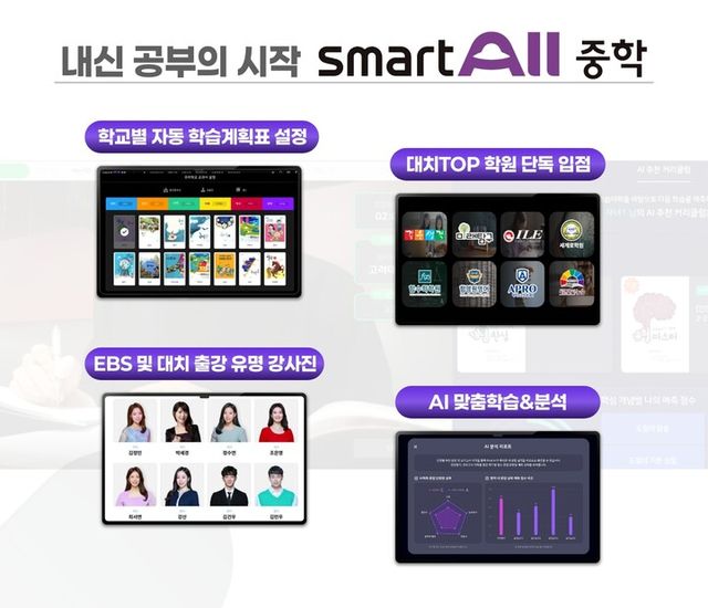 웅진씽크빅의 중등 AI 학습 플랫폼 ‘웅진스마트올 중학’.[사진=웅진씽크빅]