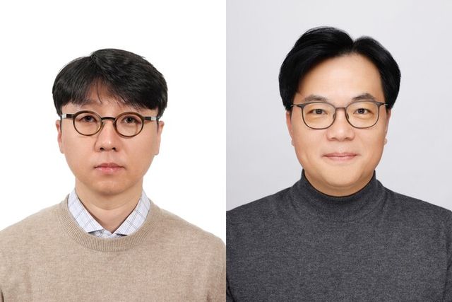 왼쪽부터 이승철 한화오션 책임연구원, 곽영복 블루셀 곽영복 연구소장. [사진=과학기술정보통신부]