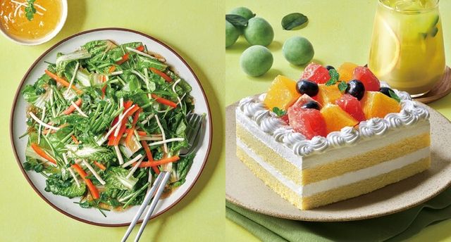 로운 샤브샤브 '유자삼채미나리샐러드'(왼쪽), '허니시트러스케이크'. [사진=이랜드이츠]