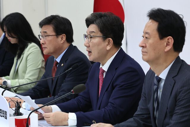 권성동 국민의힘 원내대표가 9일 서울 여의도 국회에서 21대 대선과 관련해 기자간담회를 하고 있다. [사진=연합뉴스]