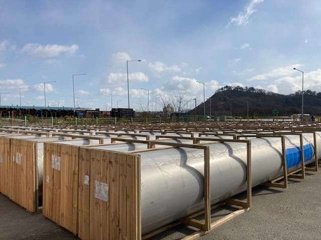 순천공장에서 생산된 대구경 스테인리스 용접장관. [사진=세아그룹]