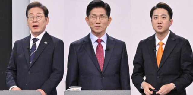 ​​​​​​​(왼쪽부터)&nbsp;이재명 더불어민주당 대선 후보,&nbsp;김문수 국민의힘 대선 후보,&nbsp;이준석 개혁신당 대선 후보&nbsp;&nbsp;
