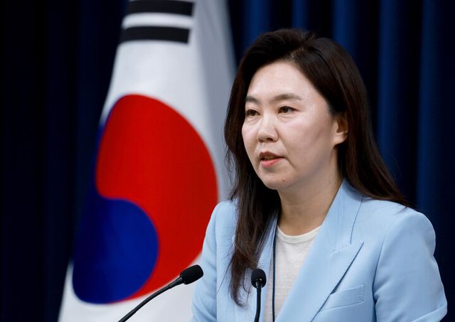 강유정 대통령실 대변인이 13일 서울 용산 대통령실 청사에서 현안 브리핑을 하고 있다. 2025.6.13