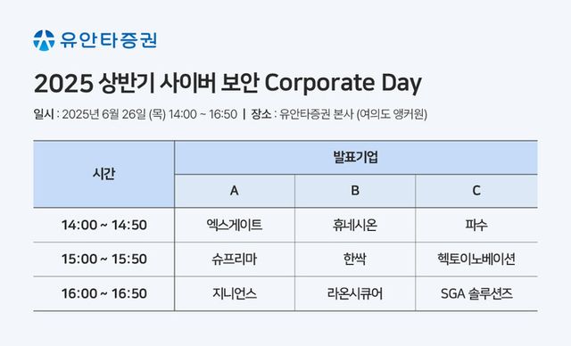 2025 상반기 사이버 보안 Corporate Day 일정. [사진=지니언스]