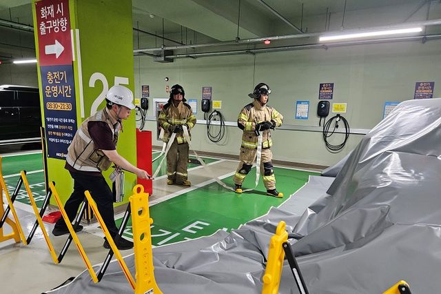 동탄역 전기차 화재 대응 합동훈련. [사진=SR]